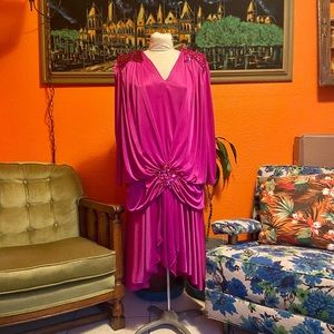 Screamin’ purple sequined 80s Dynasty dress